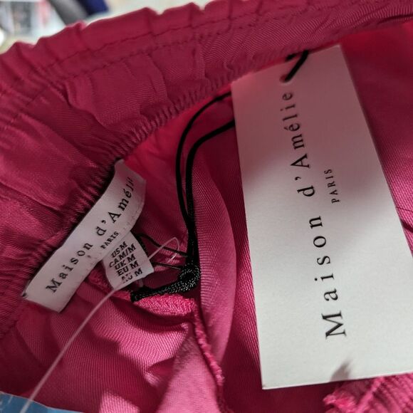 Madison d' Amelie NWT Medium Pink High Waisted Wide Leg Trousers Pants w Pockets - Picture 6 of 6